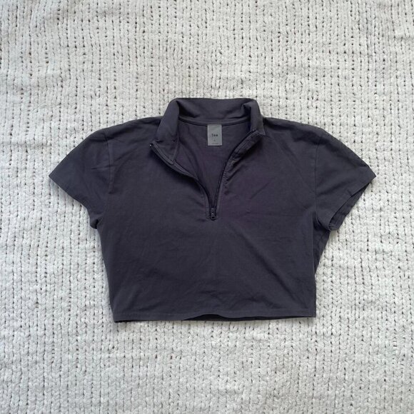 TNA Women's Grey Cropped Mendocino Shirt - Size Large - Picture 2 of 5